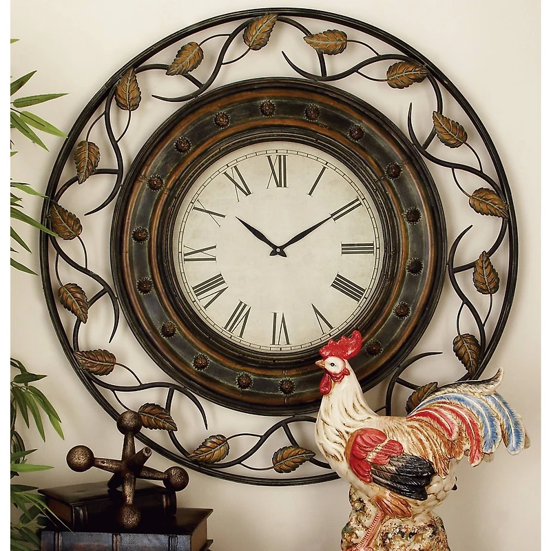 Brown Rustic Metal Wall Clock