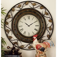 Brown Rustic Metal Wall Clock