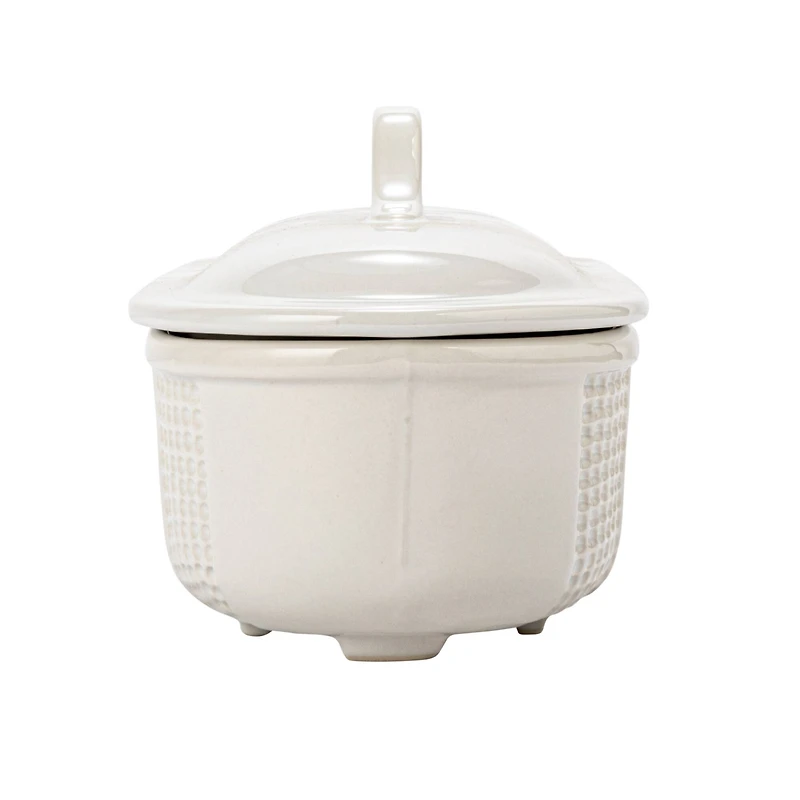 Hello Honey® 15.5" Matte White Oval 2qt. Debossed Stoneware Baking Dish with Lid