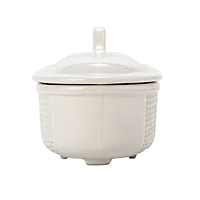 Hello Honey® 15.5" Matte White Oval 2qt. Debossed Stoneware Baking Dish with Lid