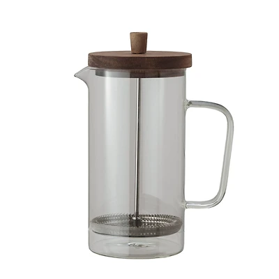 Hello Honey® 36oz. Glass & Stainless Steel French Press Coffee Maker with Acacia Wood Lid