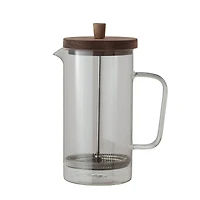 Hello Honey® 36oz. Glass & Stainless Steel French Press Coffee Maker with Acacia Wood Lid