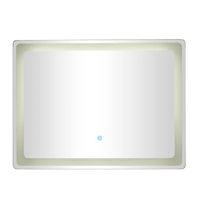 Clear Glass Modern LED Mirror, 32" x 1" x 24"
