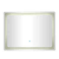 Clear Glass Modern LED Mirror, 32" x 1" x 24"