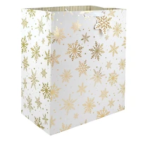 Jumbo White with Gold Snowflake Gift Bag by Celebrate It™