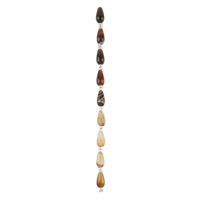 Brown Striped Dyed Agate Teardrop Beads, 8mm by Bead Landing™
