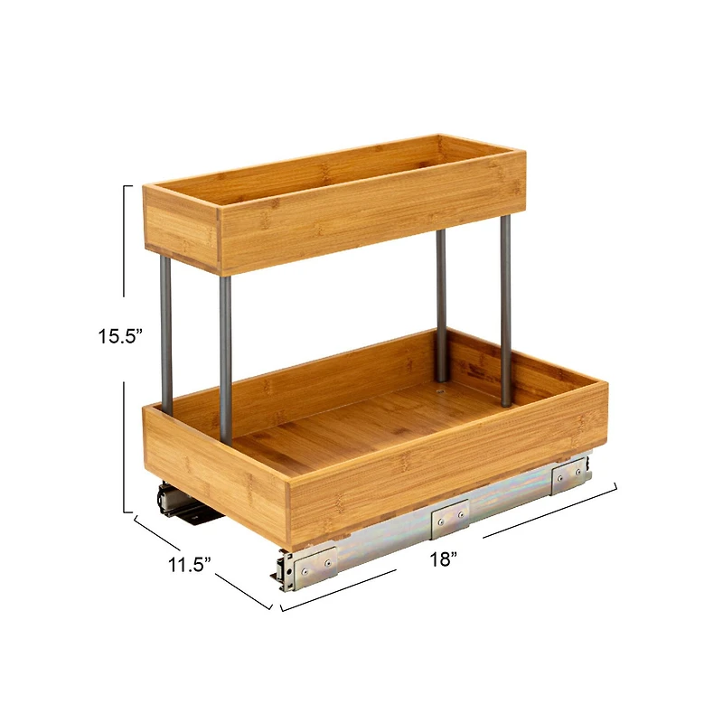 Household Essentials Glidez Steel & Bamboo Slide-Out 2-Tier Storage Organizer