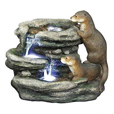 Bright Waters Otters Garden Fountain Sculpture