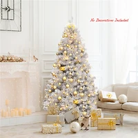 Costway 6ft. Unlit Artificial Silver Tinsel Hinged Christmas Tree with Metal Stand