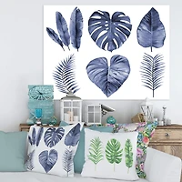 Designart - Tropical Blue Watercolour Leaves I