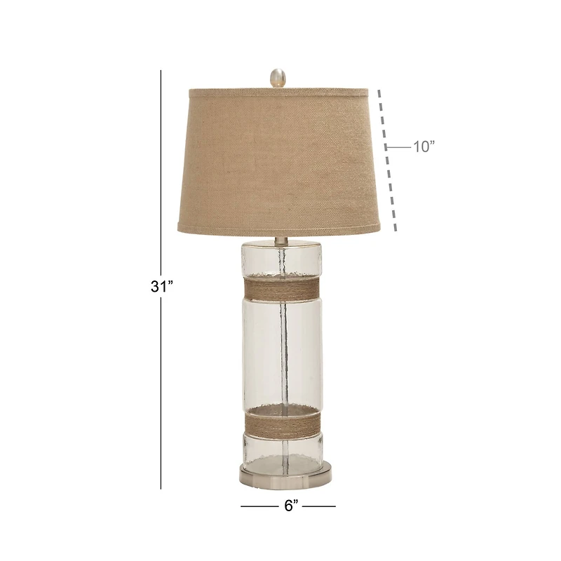 Set of 2 Silver Glass Rustic Table Lamp, 31"