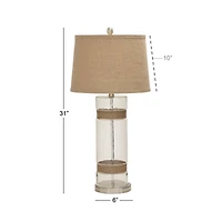 Set of 2 Silver Glass Rustic Table Lamp, 31"