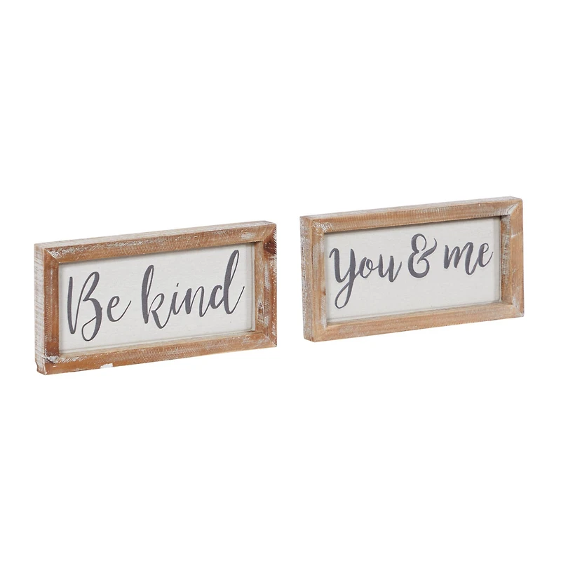 Set of 2 Brown Metal Farmhouse Sign Wall Decor, 12" x 6"