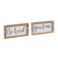 Set of 2 Brown Metal Farmhouse Sign Wall Decor, 12" x 6"
