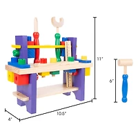 Toy Time Kids Wood Tabletop Workbench & Tool Set