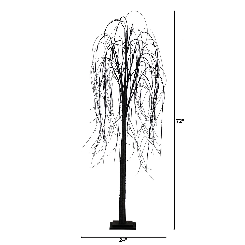 6ft. Orange & Purple LED Pre-Lit Halloween Black Willow Artificial Fall Tree