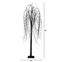 6ft. Orange & Purple LED Pre-Lit Halloween Black Willow Artificial Fall Tree
