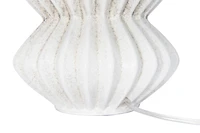 Hello Honey® 22" Distressed White Finish Fluted Terracotta Table Lamp with Linen Shade