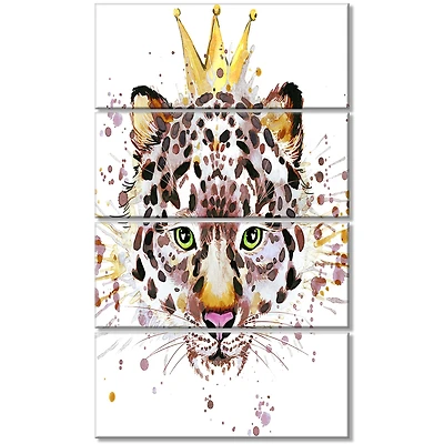 Designart - Leopard Head with Golden Crown