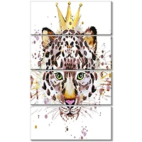 Designart - Leopard Head with Golden Crown