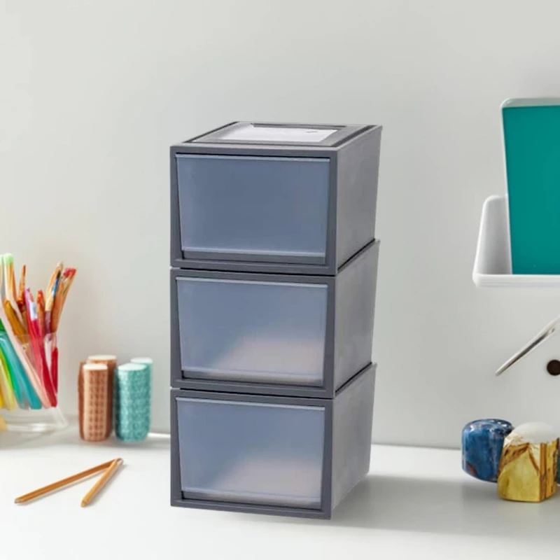 Iris® Gray Deep Box Chest Drawer, 3 Pack