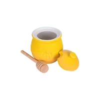 Hello Honey® 4.3" Yellow Ceramic Honey Pot & Wood Dipper