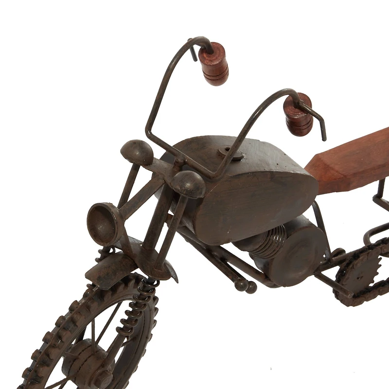 16" Black Metal Traditional Motorcycle Sculpture