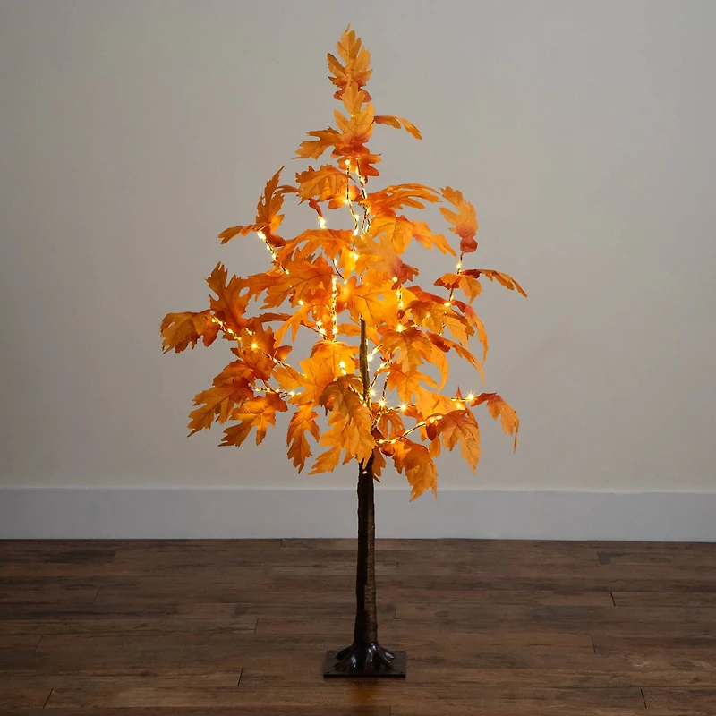 4ft. Pre-Lit Autumn Maple Artificial Fall Tree with 180 Warm White LED Lights