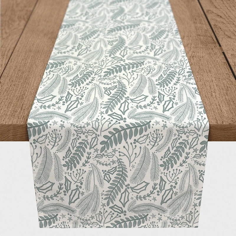 Green Winter Pattern 16" x 90" Cotton Twill Runner