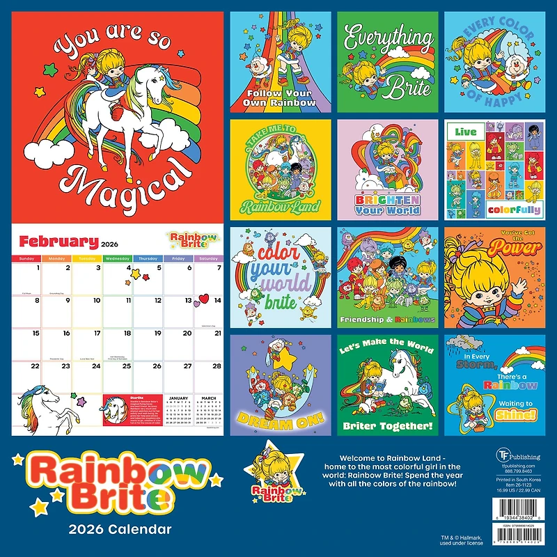 2026 Rainbow Brite Wall Calendar