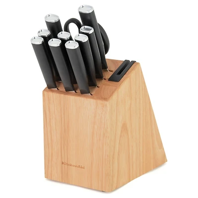 KitchenAid Classic 12-Piece Knife Rubberwood Block Set with Built in Sharpener