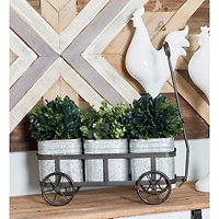 Silver Metal Farmhouse Wagon Planter