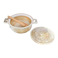 Hello Honey® Stoneware Brie Baker with Lid & Bamboo Spreader Set, 2ct.