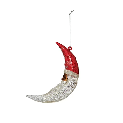 Hello Honey® Hand-Painted Mercury Glass Santa Moon Ornament