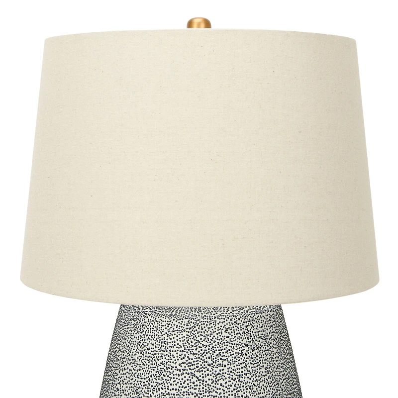 Hello Honey® 26'' Textured Blue Glaze Ceramic Table Lamp with Natural Linen Shade