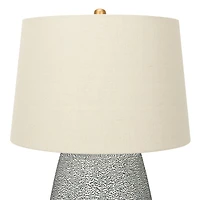 Hello Honey® 26'' Textured Blue Glaze Ceramic Table Lamp with Natural Linen Shade
