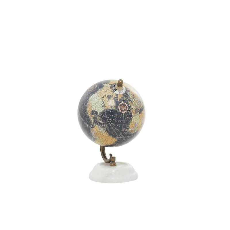 Modern Black Globe with Iron & Marble Base