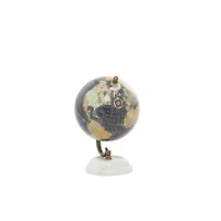 Modern Black Globe with Iron & Marble Base