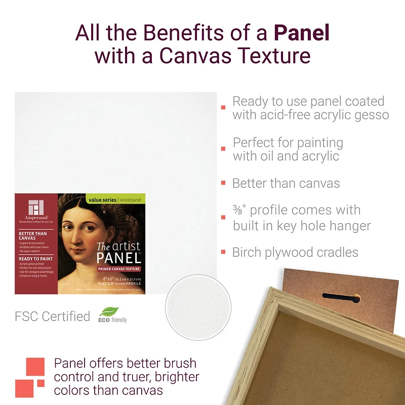 Ampersand™ The Artist Panel™ 4" x 4" Cradled Primed Wood Panel