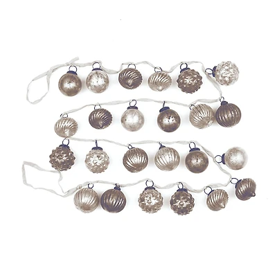 Hello Honey® 6ft. Silver & White Embossed Mercury Glass Ornament Garland