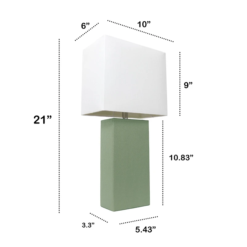 Lalia Home Lexington 21" Sage Green Leather Base Table Lamp