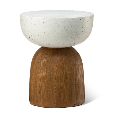 Glitzhome® 17.75" Geometric Faux Terrazzo & Wood Texture Garden Stool