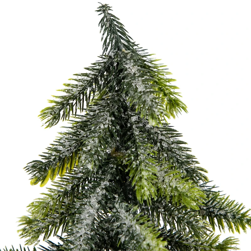 9" Unlit Iced Downswept Pine Artificial Christmas Tree Set