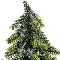 9" Unlit Iced Downswept Pine Artificial Christmas Tree Set