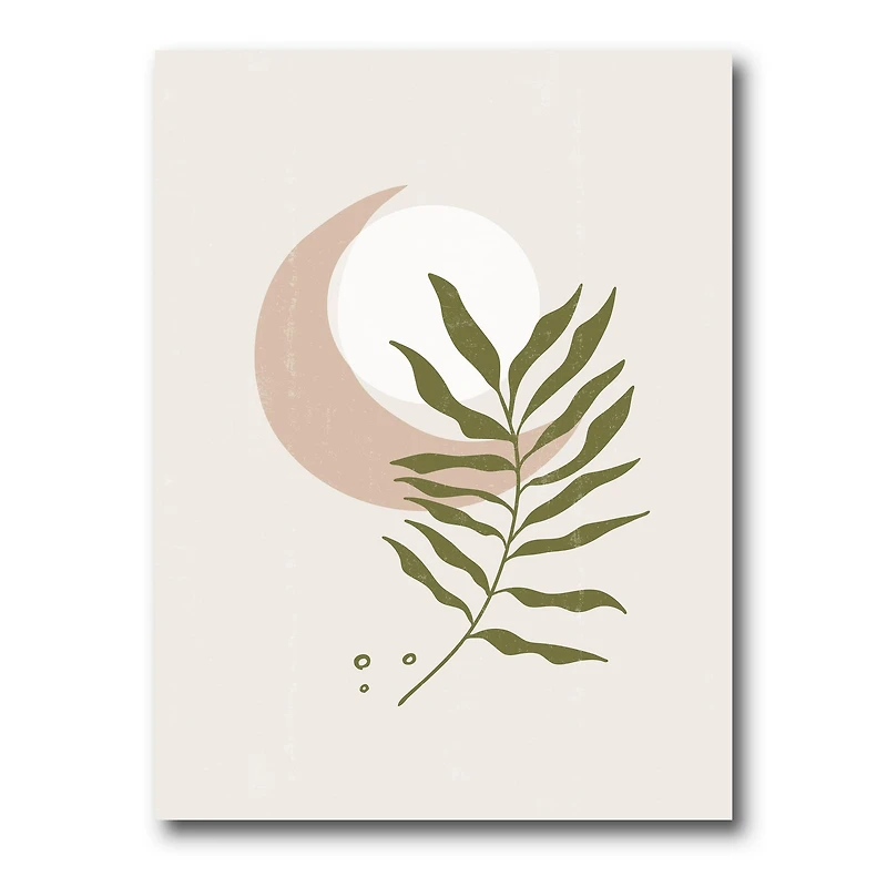 Designart - Abstract Geometrical Moon With Leaf II
