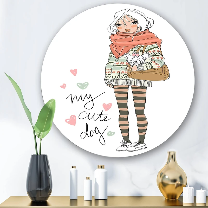 Designart - Cute Girl With Dog