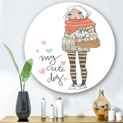 Designart - Cute Girl With Dog