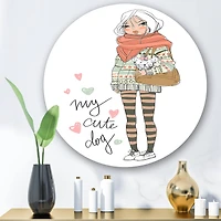 Designart - Cute Girl With Dog