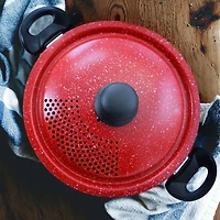 Gibson Home® Granita 6qt. Red Speckle Aluminum Pasta Pot with Strainer Lid
