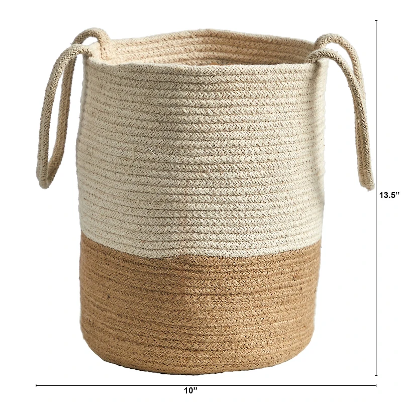12" Handmade Natural Cotton Woven Basket Planter